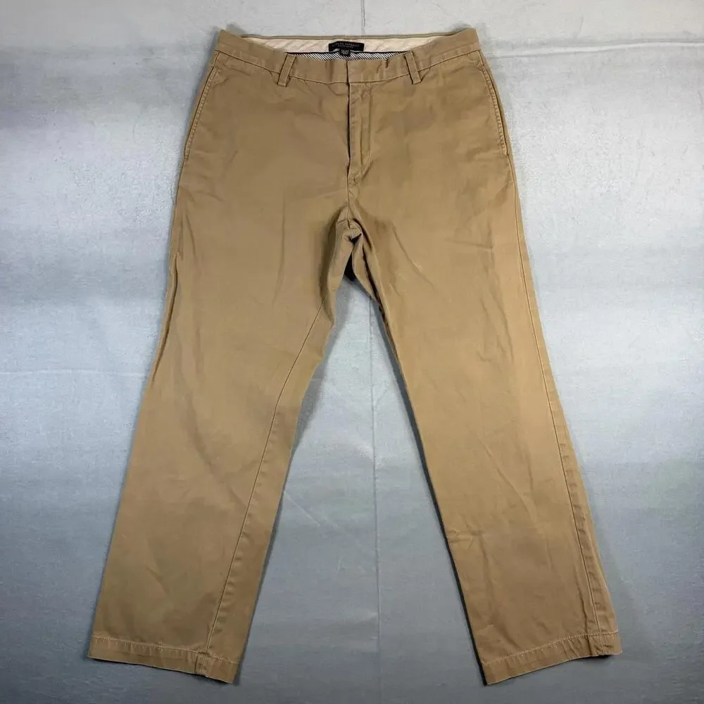 Banana Republic Gavin Chino Pants Mens 33x30 Khaki Straight Cotton Twill